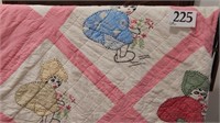 PRIMITIVE-LOOK "GIRL IN HAT" HAND STITCHED QUILT