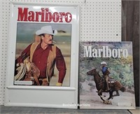 2 tin Marlboro tobacco signs - both embossed