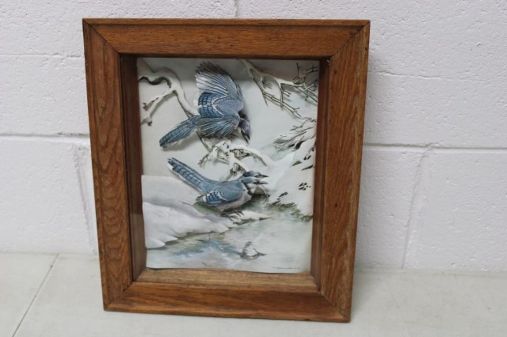 Tole 3D Framed Blue Jays Picture