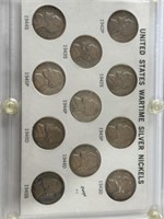 11 Jefferson Wartime Silver Nickels: Full Set