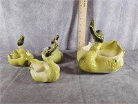 SET OF 4 HULL POTTERY SWAN PLANTERS