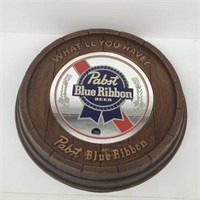 * Pabst mirror faux barrel end wall display 17"