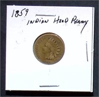 1859 "Indian" Head Penny, No Shield, Laurel Wreath
