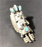 ZUNI SILVER AND TURQUOISE RING