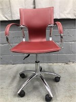 RED FAUX LEATHER OFFICE CHAIR