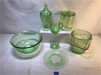 Lot of Vintage Green Glassware