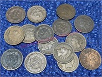 (15) Old Indian Head cents (various)