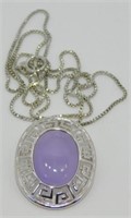 Sterling Silver and Purple Jade Necklace