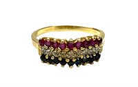 18k Gold Ruby and Diamond Sapphire Ring