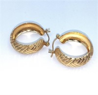 14k gold hoop geometric earrings