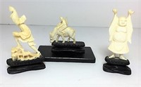 Hand Carved Ivory Asian Figurines on