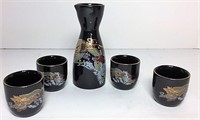 Sake Set with Dragon Decoration