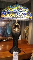 Tiffany Style Lamp w/Peacock Base 30 X 18