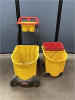 2 Rubbermaid Mop Buckets & Cart