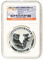 Coin 2011(P) Australia Koala Silver $1 NGC-MS69