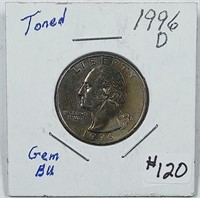 1996-D  Washington Quarter   Gem BU  Toned