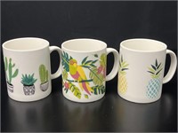 3 Simons Maison "Tropical" Ceramics Mugs