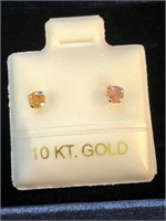 10K Gold Genuine Peach Sapphire Stud Earrings