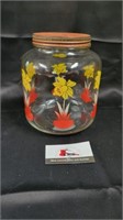 Vintage Floral Glass Jar
