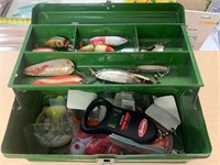 Metal Tackle Box with Contents