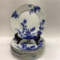 9 Flow Blue Plates, Duchess