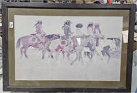 Framed & Matted Copy of Art-  Cowboys