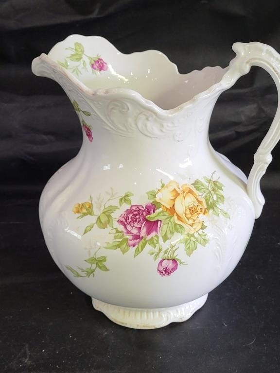 VTG Buffalo Pottery Floral Water Pitcher