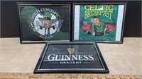 3 Framed Irish Beer Signs (9" x 11")