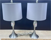 Pair of Brushed Metal Based Tri-Lite Lamps