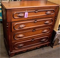 Furniture 19th C. Victorian Oak Chest Of Drawers