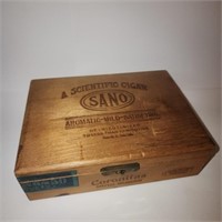 Vintage "SANO" Wooden Cigar Box with Brass Lock