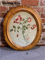 Silk Embroidery in Antique Frame