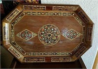 Octagon Shaped Wood Inlaid Tray Made In Syria