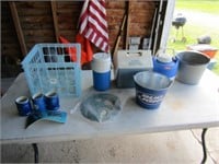 Coolers, Water jugs, Metal Cans, Can Koozies