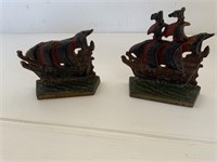 Vintage Cast Iron Spanish Pirate-ship Book-Ends