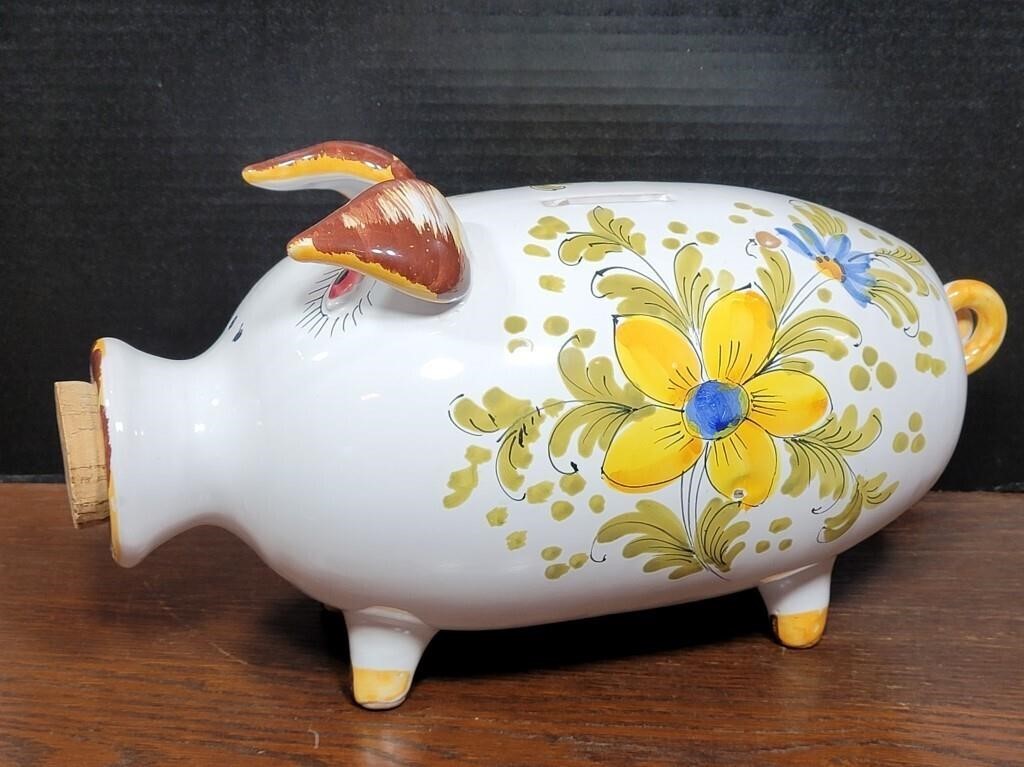 Large Ceramic Piggy Bank with Removable Cork Nose