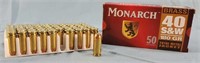 Box of 50 Monarch 40 S&W 180gr. Brass Ammo