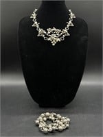 Vintage Mexican Silver Grape Necklace & Bracelets