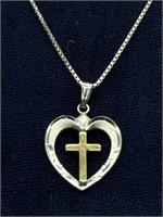 VTG Italian Silver 925 Necklace w/Cross Pendant