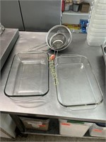 2 Pyrex Pans & Skimmers