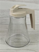 ANDROCK GLASS SYRUP PITCHER W PLASTIC LID