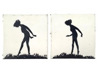 Pr Cambridge Tiles w Hand Painted Silhouettes