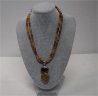 Sterling Ammonite/Citrine Pendant & Citrine Beads