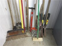 several hedge trimmers & used yard tools