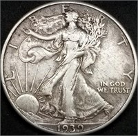 1939-P Walking Liberty Silver Half Dollar AU