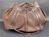 Donald J. Pliner Brown Nylon and Leather Bag