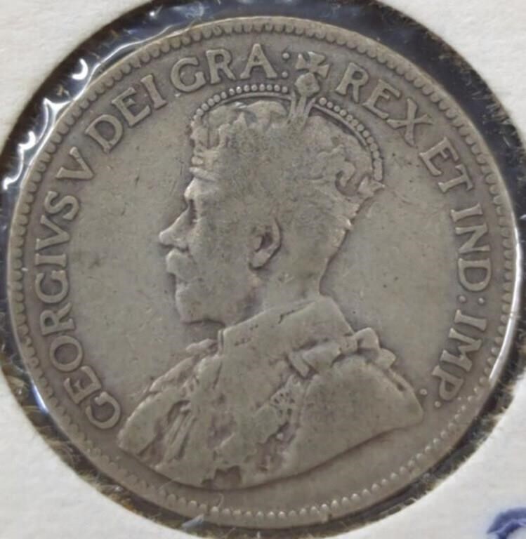 Silver 1918 Canadian quarter