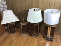 4 WORKING WOODEN TABLE LAMPS