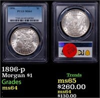 PCGS 1896-p Morgan Dollar $1 Graded ms64 By PCGS