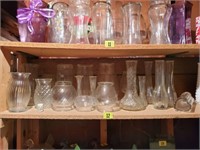 Shelf of floral vases